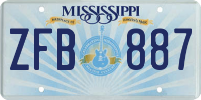 MS license plate ZFB887
