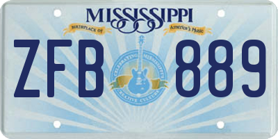 MS license plate ZFB889