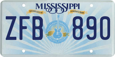 MS license plate ZFB890