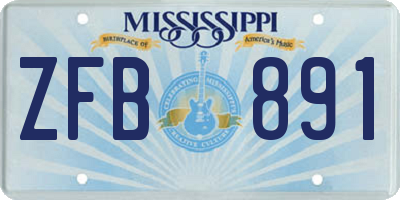 MS license plate ZFB891