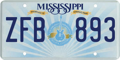 MS license plate ZFB893