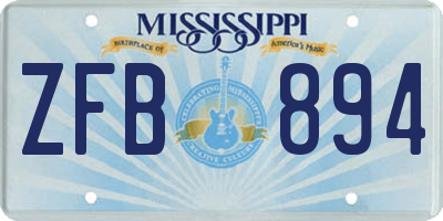 MS license plate ZFB894