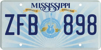 MS license plate ZFB898