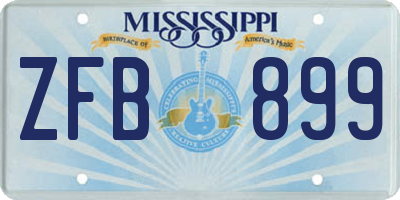 MS license plate ZFB899