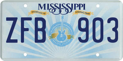 MS license plate ZFB903