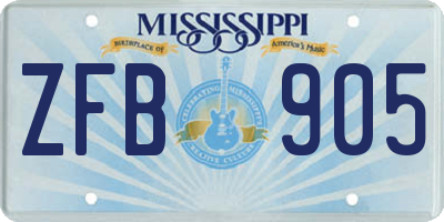 MS license plate ZFB905