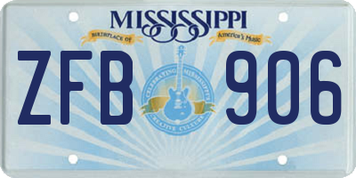 MS license plate ZFB906