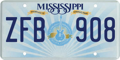MS license plate ZFB908