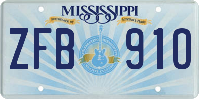 MS license plate ZFB910