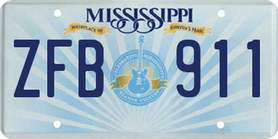 MS license plate ZFB911