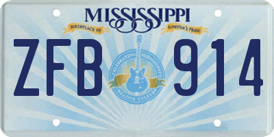 MS license plate ZFB914