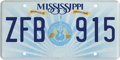 MS license plate ZFB915