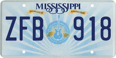 MS license plate ZFB918