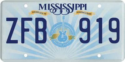 MS license plate ZFB919