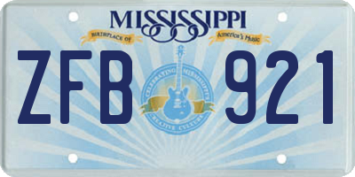 MS license plate ZFB921
