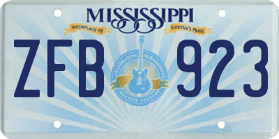 MS license plate ZFB923