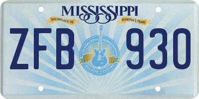 MS license plate ZFB930