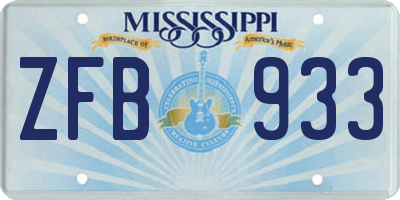 MS license plate ZFB933