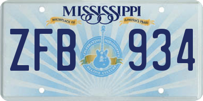 MS license plate ZFB934