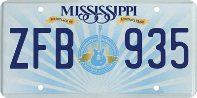 MS license plate ZFB935