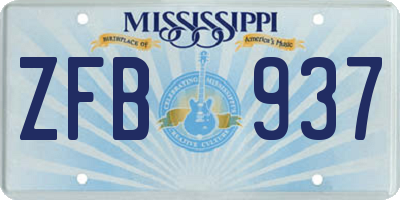 MS license plate ZFB937