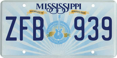 MS license plate ZFB939