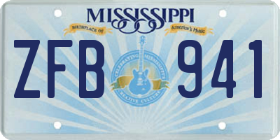 MS license plate ZFB941