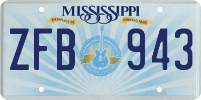 MS license plate ZFB943
