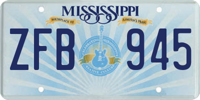 MS license plate ZFB945