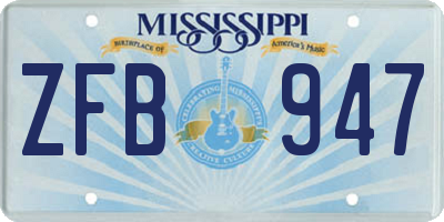 MS license plate ZFB947