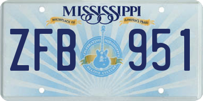 MS license plate ZFB951