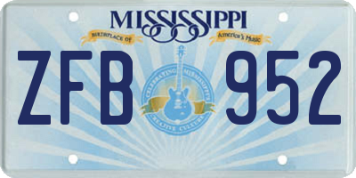 MS license plate ZFB952