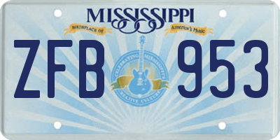 MS license plate ZFB953