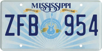 MS license plate ZFB954