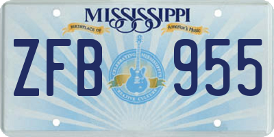 MS license plate ZFB955