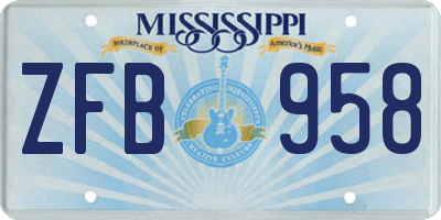 MS license plate ZFB958