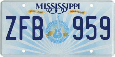MS license plate ZFB959