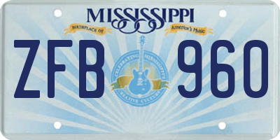 MS license plate ZFB960