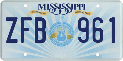 MS license plate ZFB961