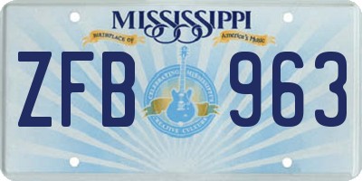 MS license plate ZFB963