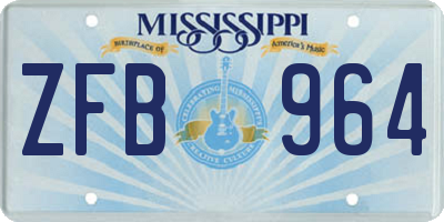 MS license plate ZFB964