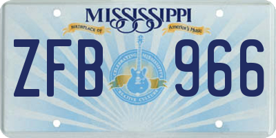 MS license plate ZFB966