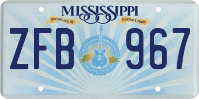 MS license plate ZFB967