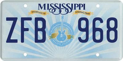 MS license plate ZFB968