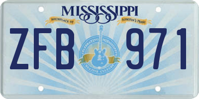 MS license plate ZFB971