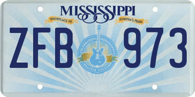 MS license plate ZFB973
