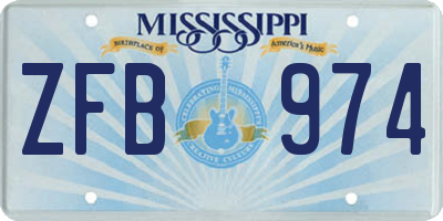 MS license plate ZFB974