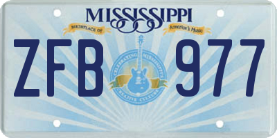 MS license plate ZFB977