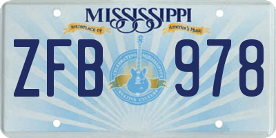 MS license plate ZFB978