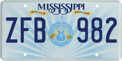 MS license plate ZFB982